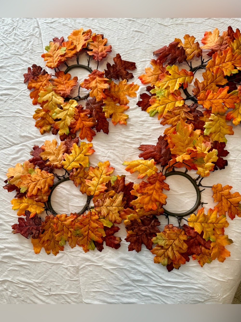 🌸H57 - Autumn Oak Leaf Holiday Wreaths - Orange & Brown🍂🍁🛍️